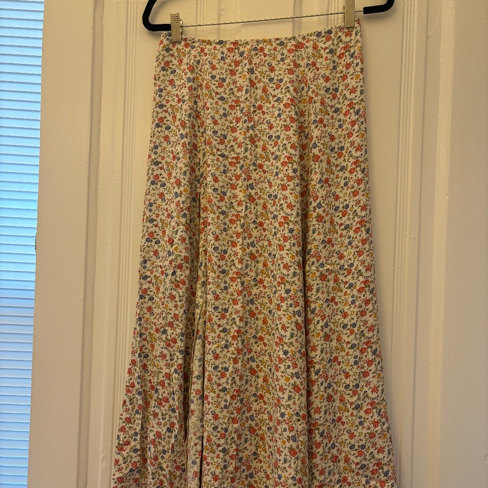 Never worn Reformation Zoe Skirt Gwen Yellow Floral Midi Slit High Rise 6